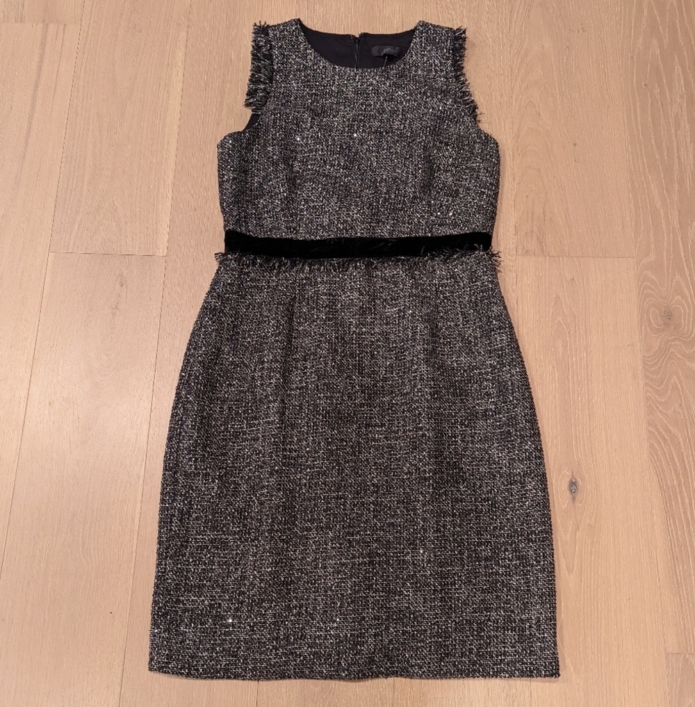 Elegant Black Sparkle Tweed Dress
